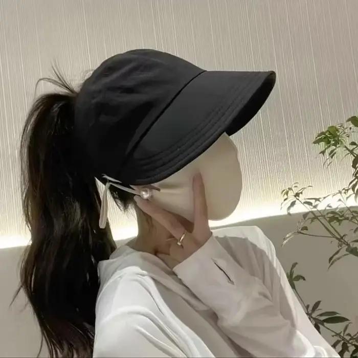 Women's Visors Fashion Sun Protection Hats Creative Face Mask Hook Design