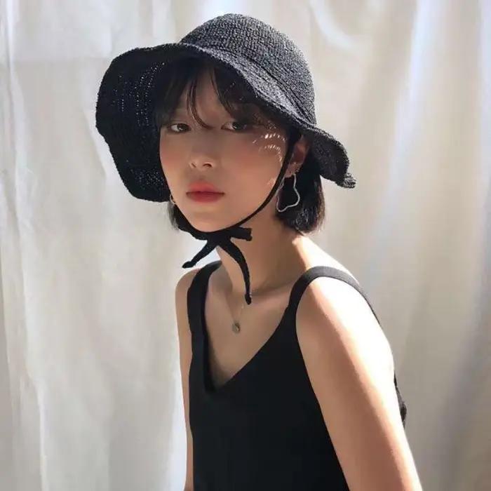 Chapeaux de paille à laçage d'été pour femmes