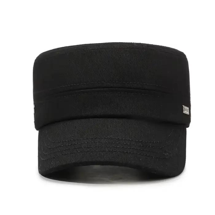 Iron Label SPORT Casquette plate de couleur unie – Printemps et automne Sports décontractés en plein air Chapeau de soleil à bord brodé