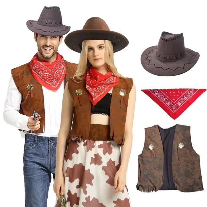 Ensemble de costume de cowboy 3 pièces avec chapeau