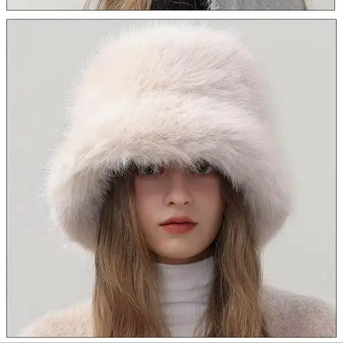 Chapeau Bob en Fausse Fourrure de Renard pour Femme