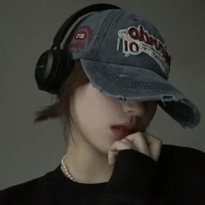 Hip Hop trous chapeau de Baseball pour hommes femmes rétro lavé coton casquette à visière mode Snapback pare-soleil Punk lettre Bonnet кепка y2k