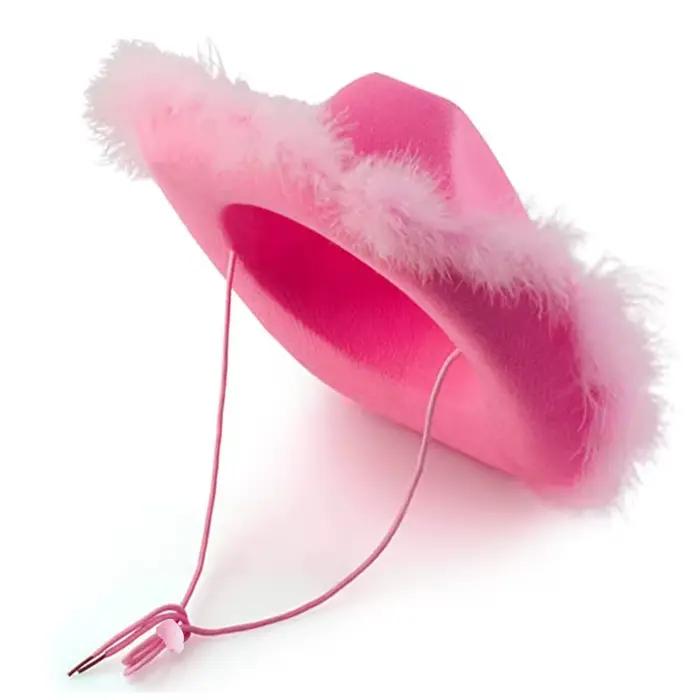 Chapeau de cowboy à bord en plumes moelleuses