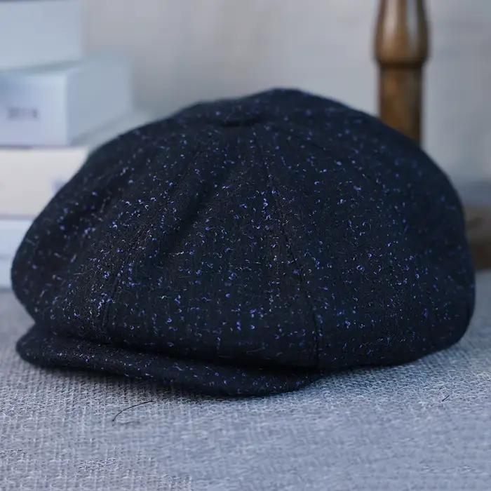 Nouvelle femme casquette gavroche hommes laine chapeau 8 panneau