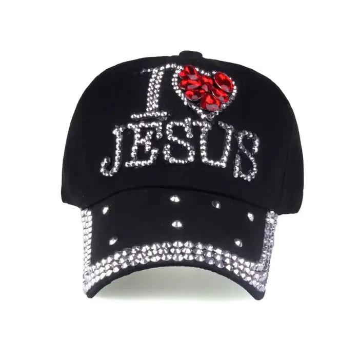 YARBUU casquette de Baseball de mode pour femmes 2017 haute qualité jésus lettre réglable coton strass Denim chapeau