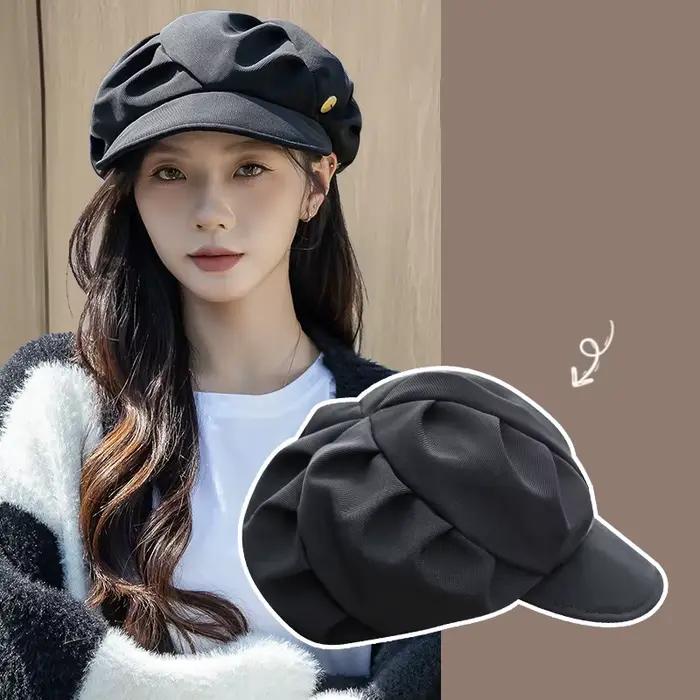 Femmes béret chapeau Style coréen nuage rides conception visage minceur voyage quotidien mode gavroche casquette