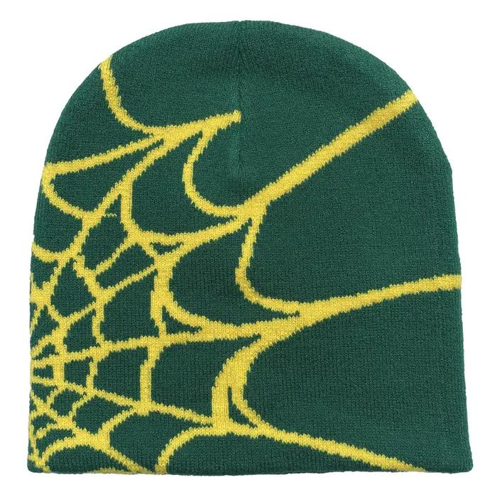 Chapeau en tricot imprimé toile d'araignée unisexe