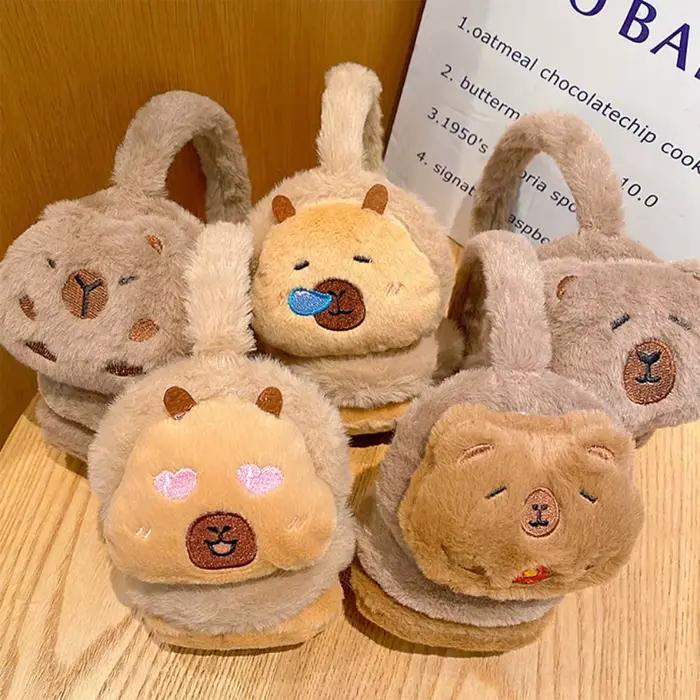 Mignon Capybara oreille chaud cache-oreilles dessin animé