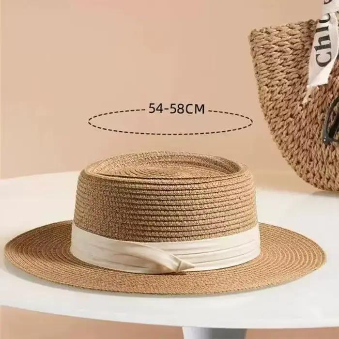 Chapeau de paille à bord plat style français tendance