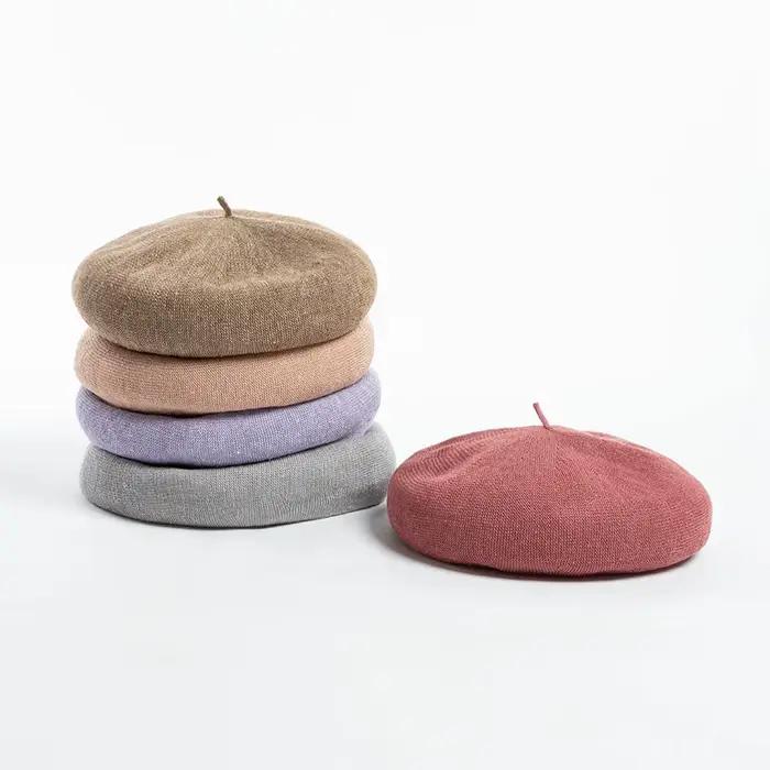 Béret en lin tricoté pour femmes