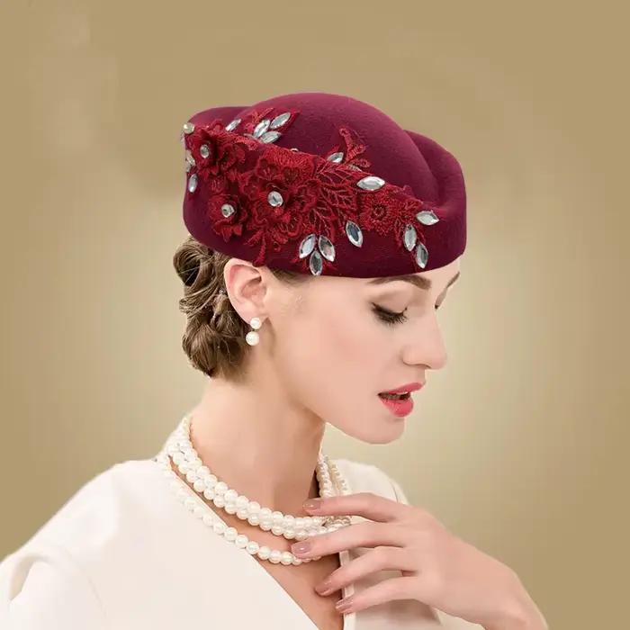 Chapeau Turban en feutre Vintage pour femmes