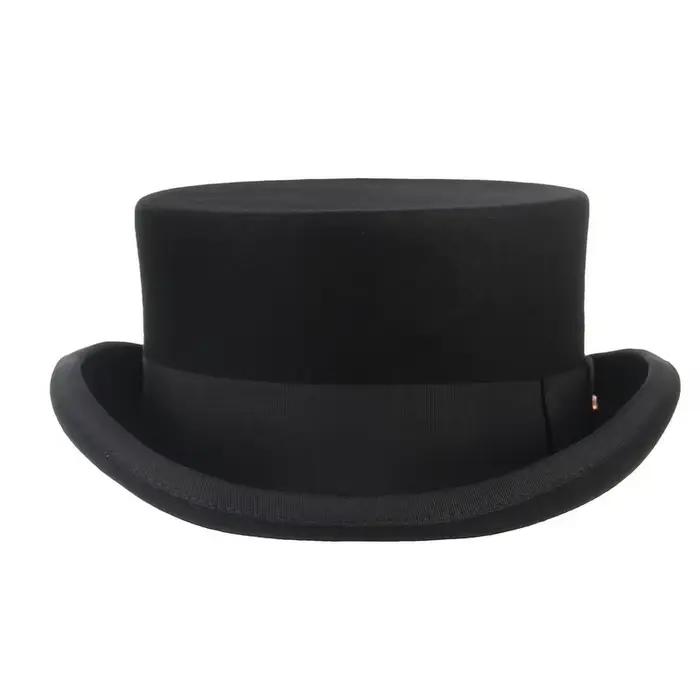 Marque de luxe 13cm 100% laine feutre chapeau haut-de-forme pour hommes femmes cylindre