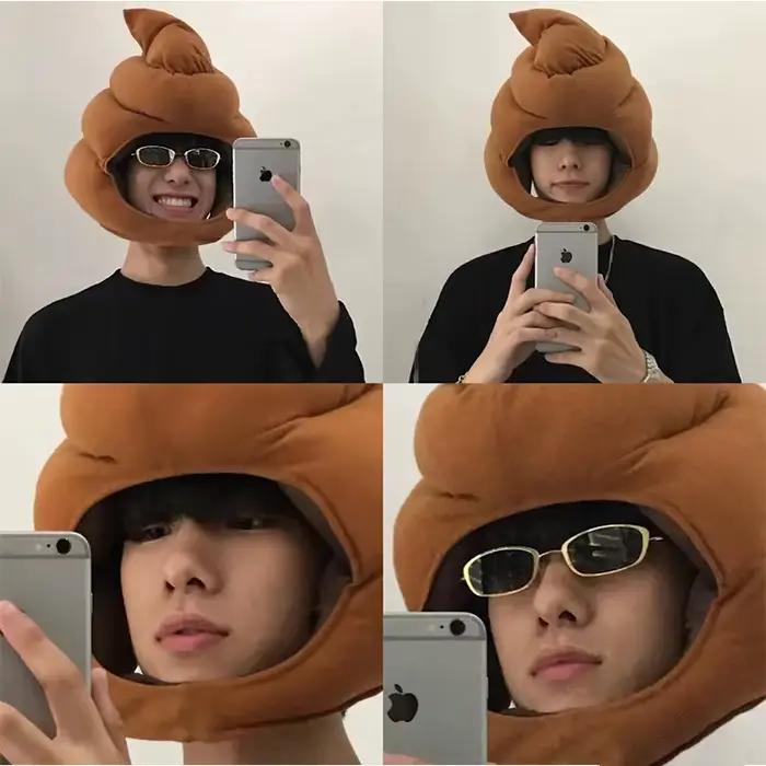 Couvre-tête de caca, chapeau de caca bizarre mignon
