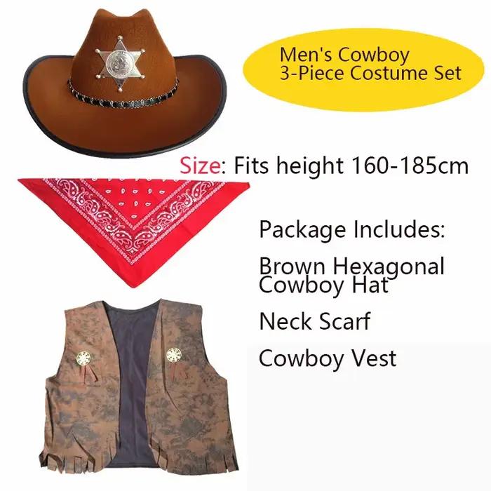 Ensemble de costume de cowboy 3 pièces avec chapeau