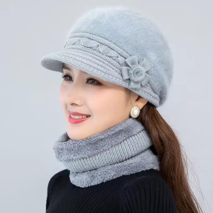 Femmes hiver chapeau garder au chaud casquette ajouter de la fourrure doublé