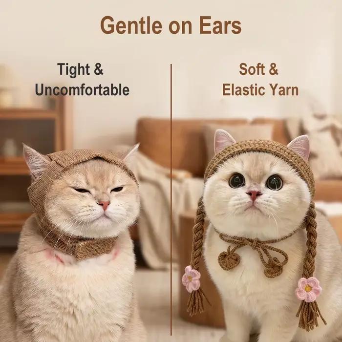 Chapeau pour chat fait main au crochet