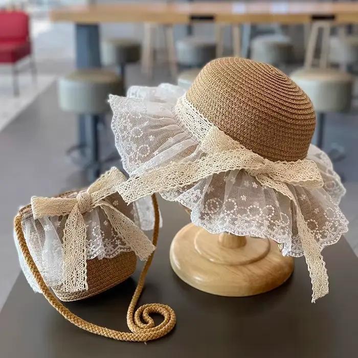 Chapeau de paille d'été pour bébé fille