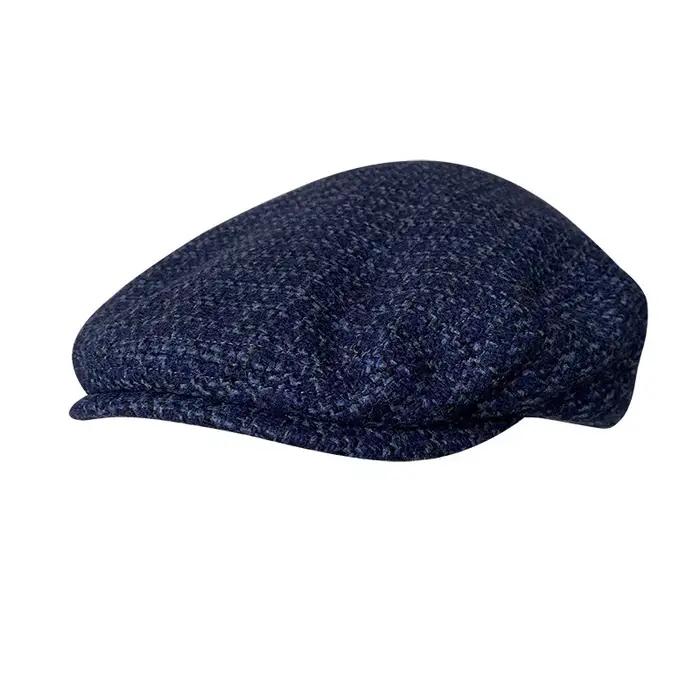 Gent Tweed rétro grande taille 60cm casquettes de gavroche hommes automne laine rayé à carreaux avant chapeau à chevrons plat haut détective béret