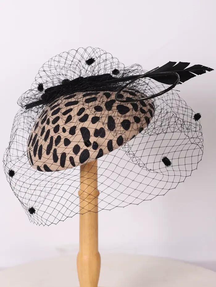 Chapeau Fascinator en Feutre 100% Laine Léopard Noir Élégant pour Femme – Idéal pour Fêtes