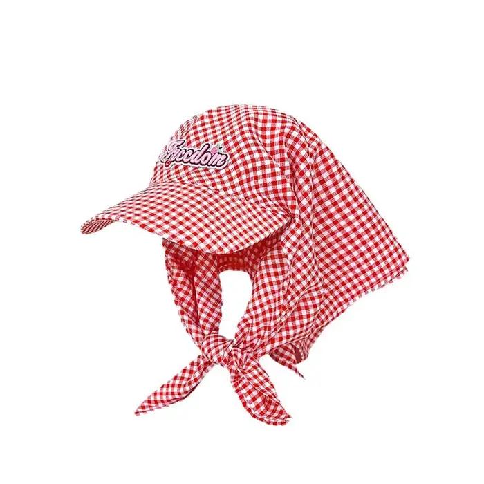 Chapeaux pare-soleil à carreaux pour femmes