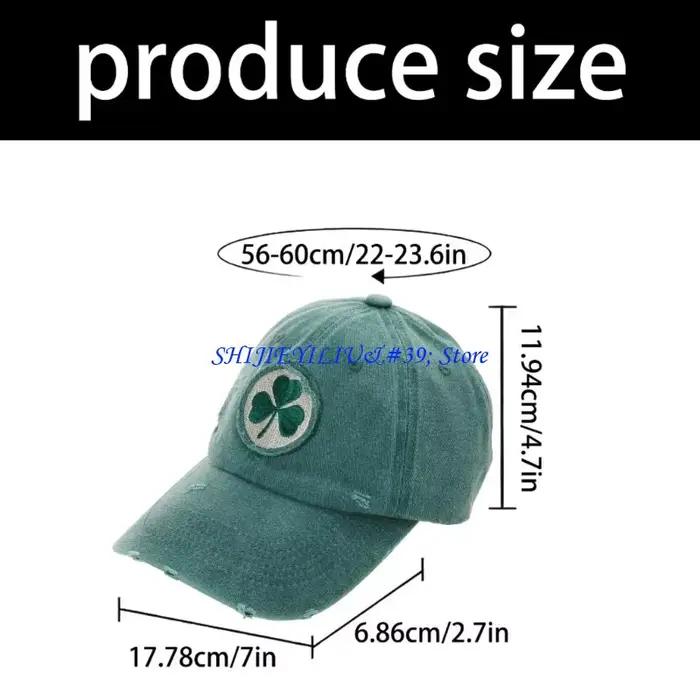 Casquette en coton brodée feuilles trèfle vertes E21F