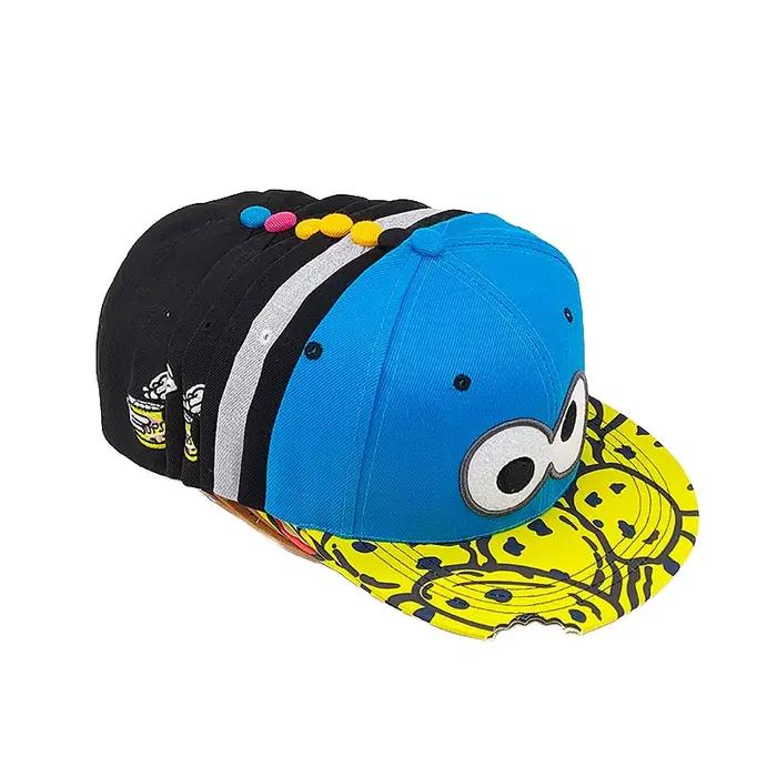 Eye PIZZA Chapeau hip hop brodé à bord plat de dessin animé