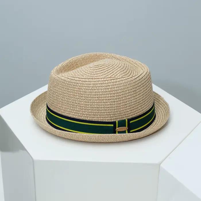 Chapeau de paille Trilby britannique vintage pour homme