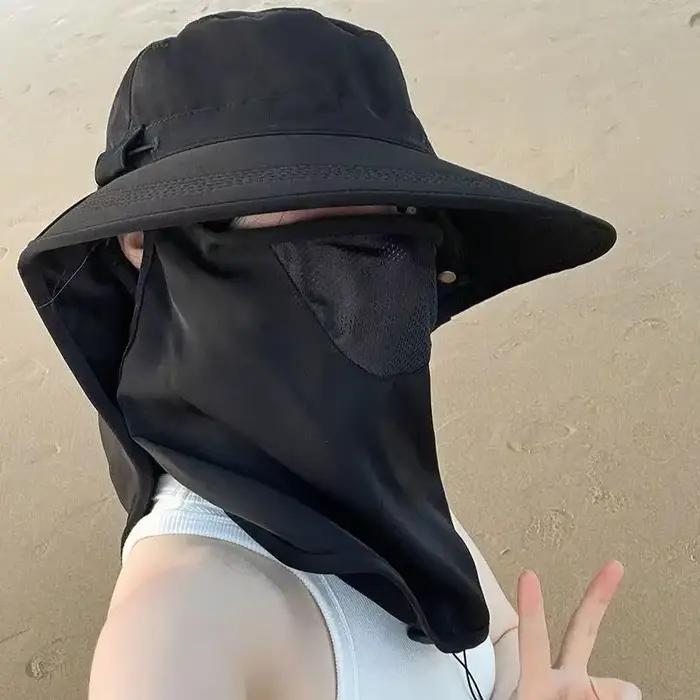 Chapeau de soleil respirant et résistant aux UV avec masque facial et protection du cou