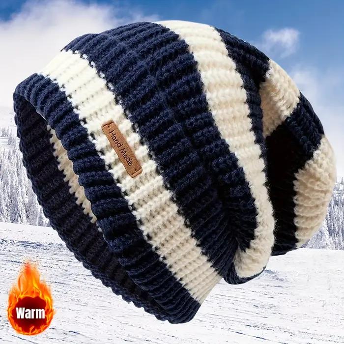 Chapeau tricoté rayé mode coréenne chapeau léger chaud coupe-vent sport automne hiver cyclismeextérieurhomme femme