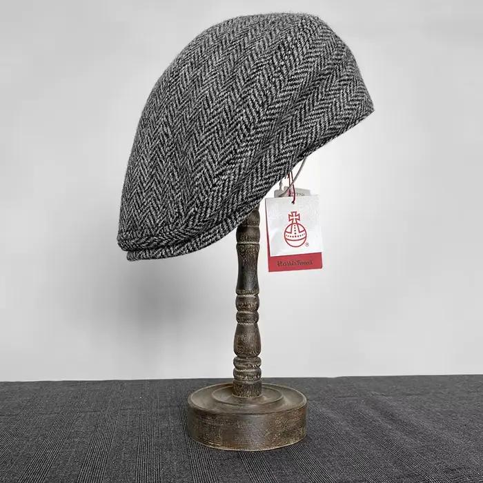 Chapeau rétro authentique en Harris Tweed pour homme - Casquette bec de canard 100 % laine chaude