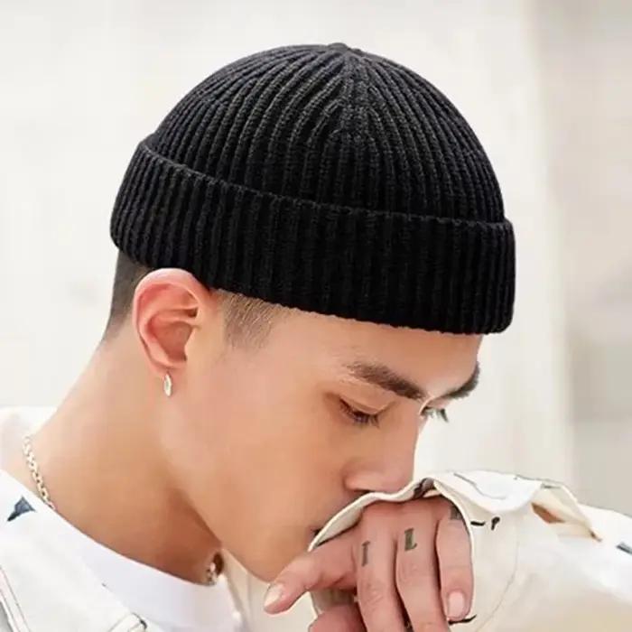 Chapeau tricoté pour hommes et femmes casquettes laine mode Simple chaud Skullies bonnets solide automne hiver bonnet