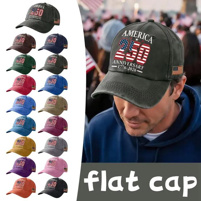 Casquette de baseball vintage America 250 anniversaire 250 design patriotique pour célébrations et événements spéciaux ajustement réglable matériaux polyester non tissé adapté aux sorties extérieures et occasions festives