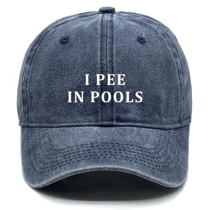 Casquette de baseball blanche imprimée « I PEE IN POOLS »