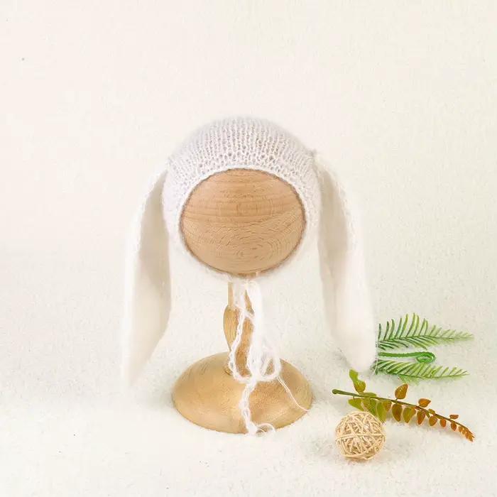 Bonnet de lapin Angora tricoté doux et extensible