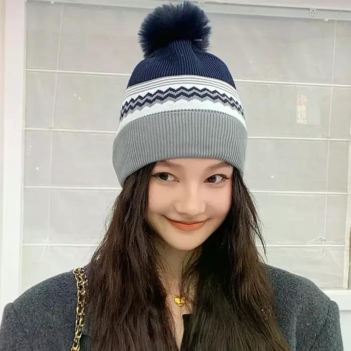 Nouveau Chapeau en laine tricoté pour femmes automne/hiver avec une grande circonférence de la tête un Style décontracté chaud et résistant au froid