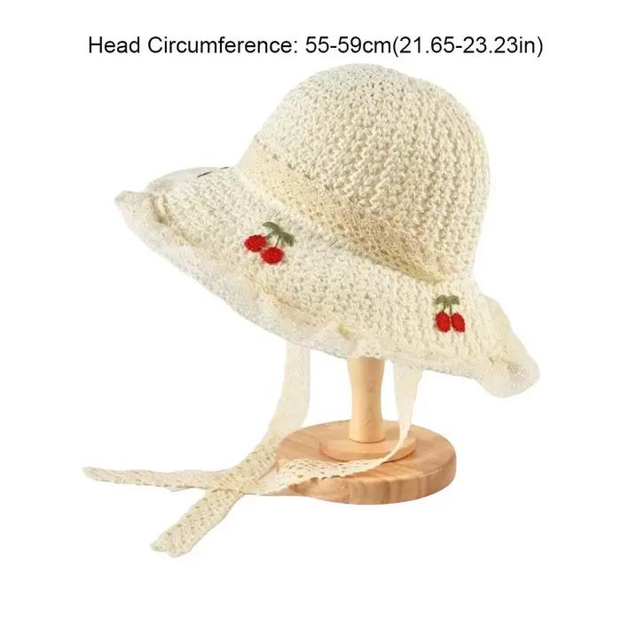 Chapeau de soleil pour femme brodé cerises