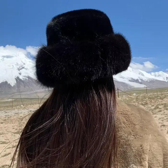 Nouveau chapeau seau en fourrure moelleuse pour femmes