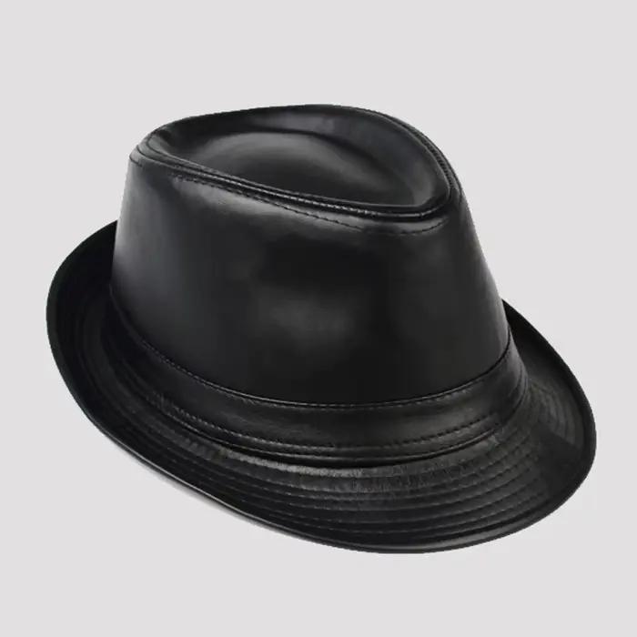 2025 en cuir véritable à large bord Stetson Fedoras chapeaux britanniques pour hommes/femmes Gentman noir 55-62 cm ajusté Jazz Hip-Pop Gorras