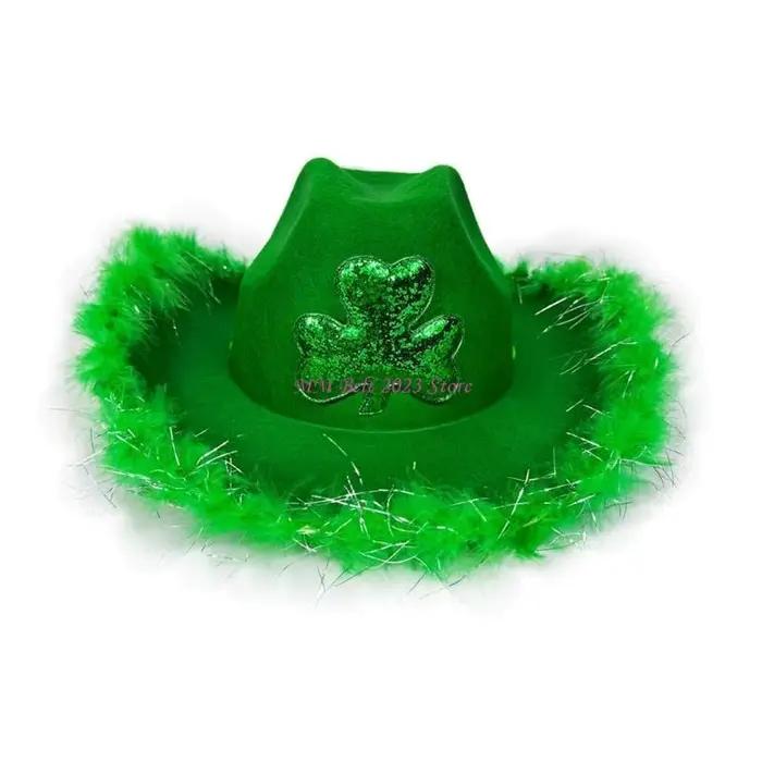 49ME Chapeau haut-de-forme vert à paillettes Homburg