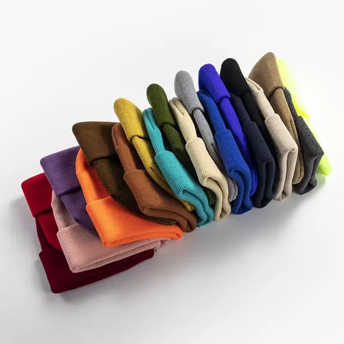 Logo personnalisé bonnet chapeau broderie tricoté casquettes femmes hommes crâne casquette automne hiver élastique
