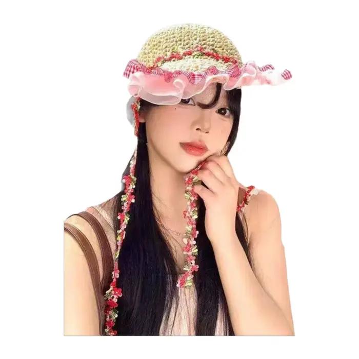 Chapeau de paille à large bord style français pour femme