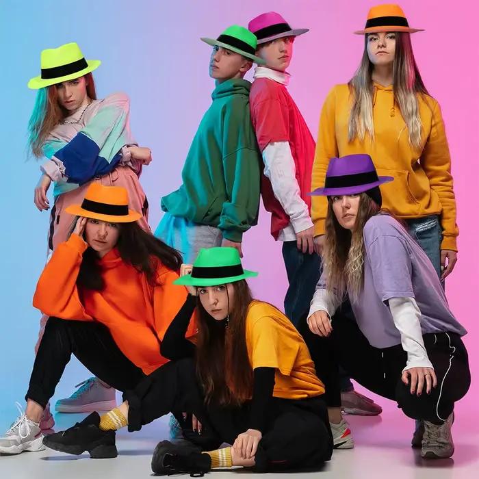 Chapeaux de fête en plastique néon
