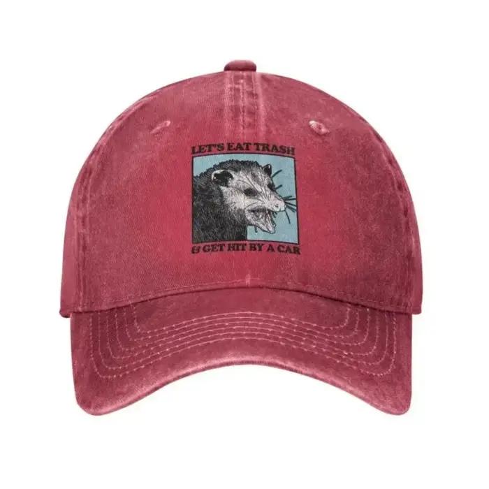 Eat Trash Get Hit By A Car Casquette de baseball Hip Hop Femmes Hommes Réglable Possum Amoureux Papa Chapeau Style