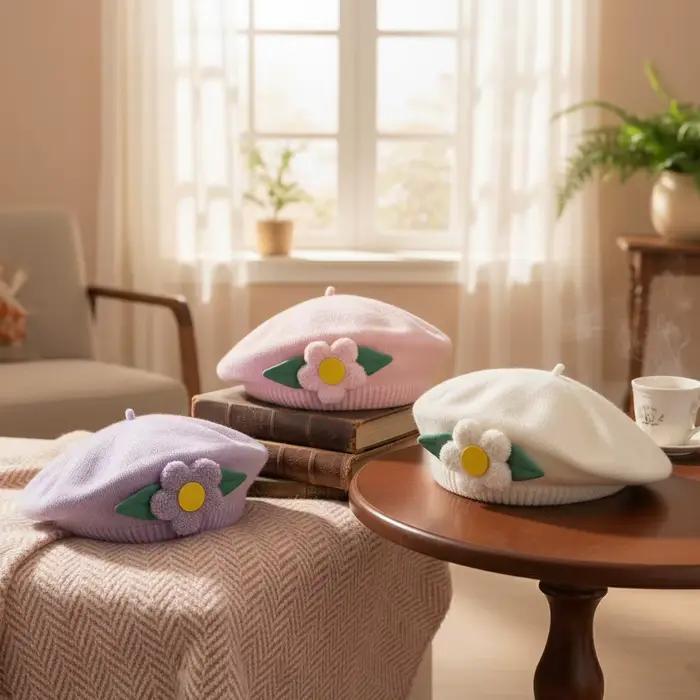 Nouveau béret fleuri pour bébé