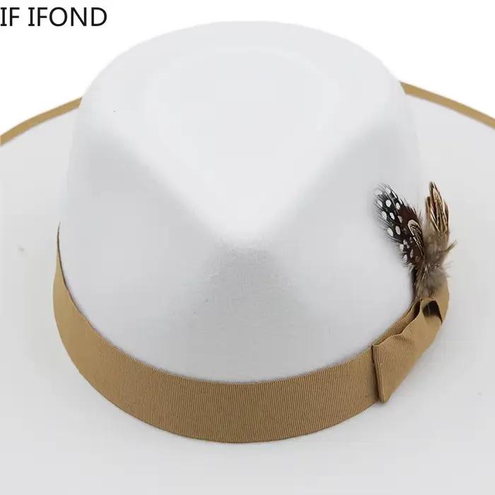 Chapeaux Fedora en feutre à bord large pour femmes