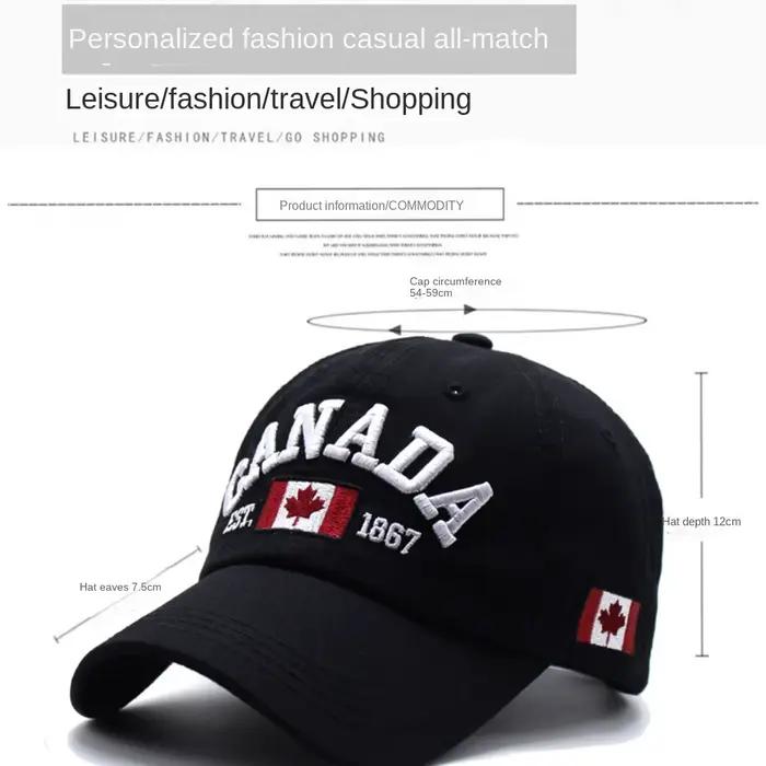 Casquette de baseball tendance « I Love Canada » en coton brodé