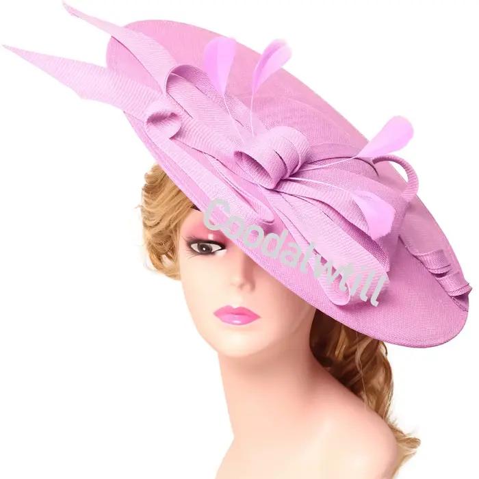 Fascinator Grand Derby Femme Épingles à Cheveux Style Fashion Lin Couleur Solide Polyvalent Occasions Spéciales