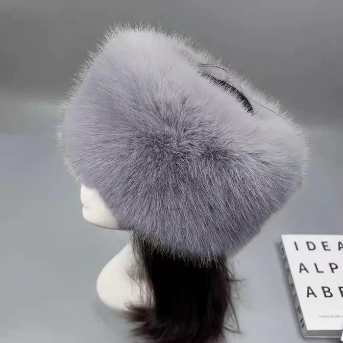Chapeau en fourrure moelleuse pour femme