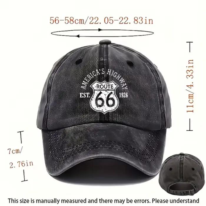 Casquette vintage style Route 66 imprimée et délavée