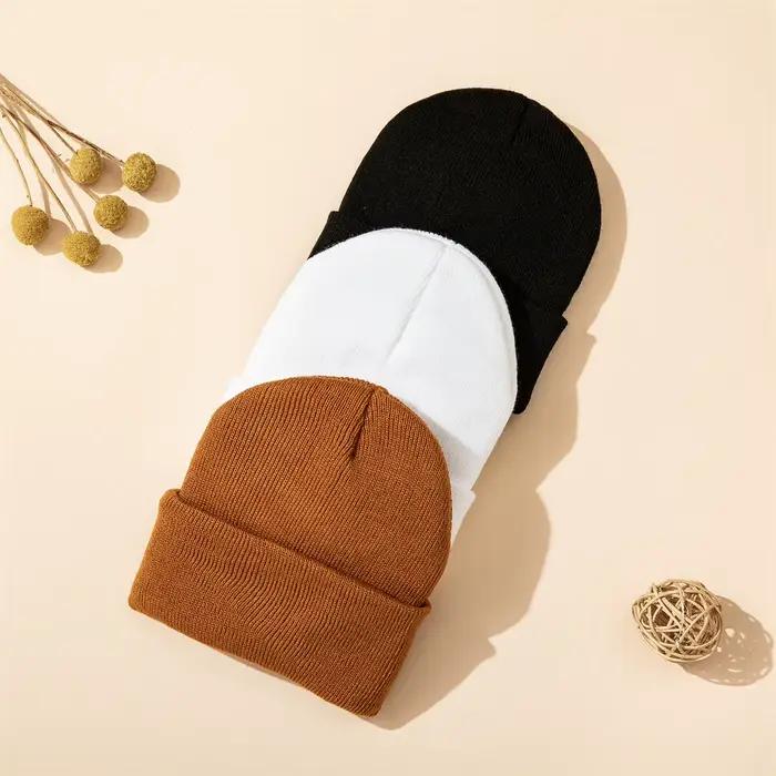 Bonnet au crochet pour nouveau-né, polyester doux, taille XS pour sécurité, blanc beige café noir pour enfants de 0-24 mois hiver ```